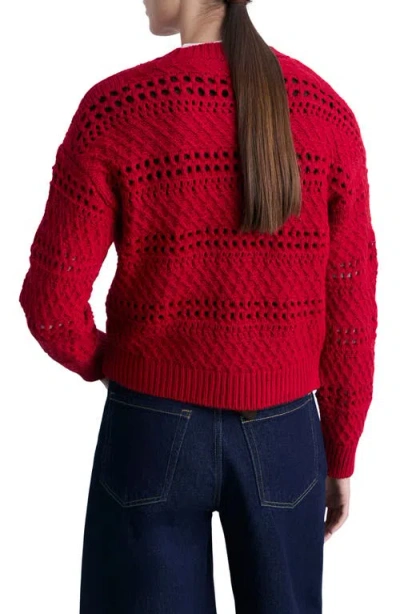 Mango Openwork Knit Sweater Red In Red