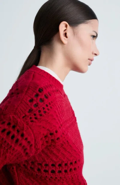 Mango Openwork Knit Sweater Red In Red