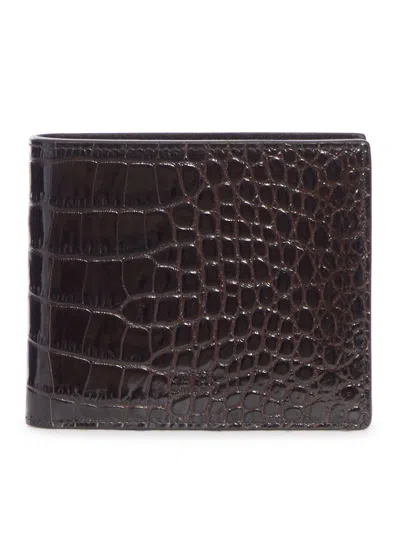 Tom Ford Crocodile-print Leather Wallet In Brown