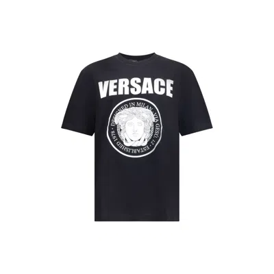 Versace T-shirt With Logo In Black
