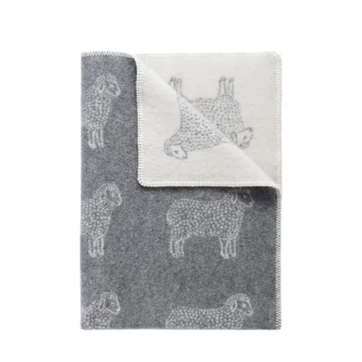 J.j.textile Grey Sheep Small Wool Blanket In Gray