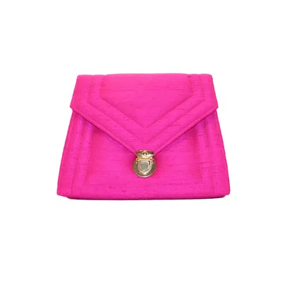 Richa Sharma Women's Romance In Bloom - Pink Clutch Bag In Raw Silk In Pink