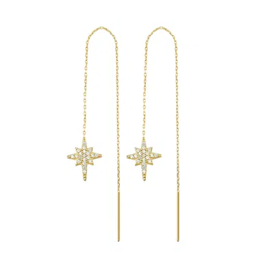 Spero London Northernstar Starbust Sterling Silver Chain Drop Earrings In Gold