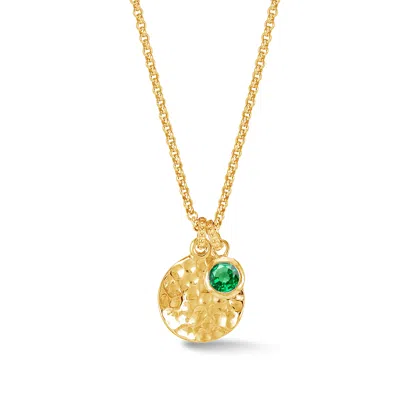 Dower & Hall Women's Gold Hammered Disc & Green Garnet Array Pendant In Vermeil In Gold