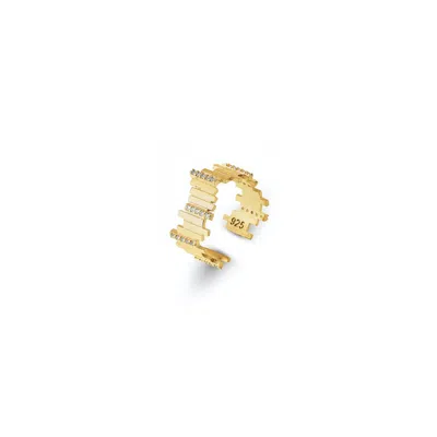 Spero London New Multiple Bar Sterling Silver Ring In Gold