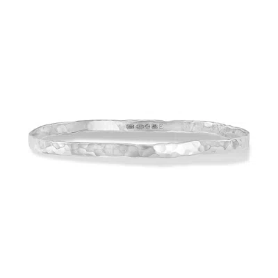 Dower & Hall 4mm Hammered Nomad Bangle In Metallic