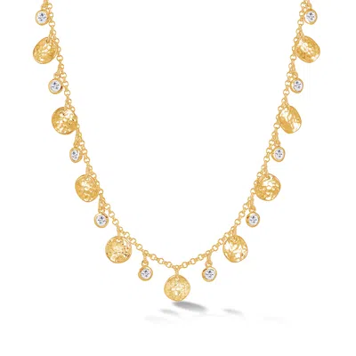 Dower & Hall Women's Hammered Disc And White Sapphire Array Necklace In Gold Vermeil In Gold