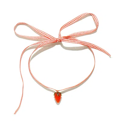 I'mmany London Women's Red / White Strawberry Fields Red Gingham Ribbon Choker In Multi