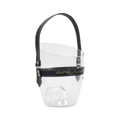 Heating & Plumbing London "happy Go Sparkly" Champagne Bucket - Navy Leather Strap In Black