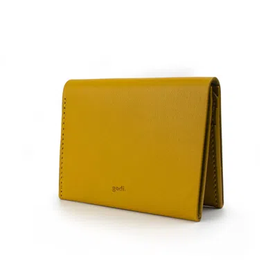 Godi. Women's Handmade Bifold Leather Wallet - Amber Yellow