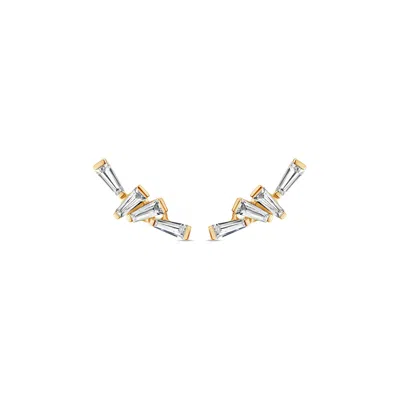 Sally Skoufis Women's Gold / White Visionary Ear Climber With Man Made Cz Diamond Stimulant In Sterling Silver & 1 In Multi