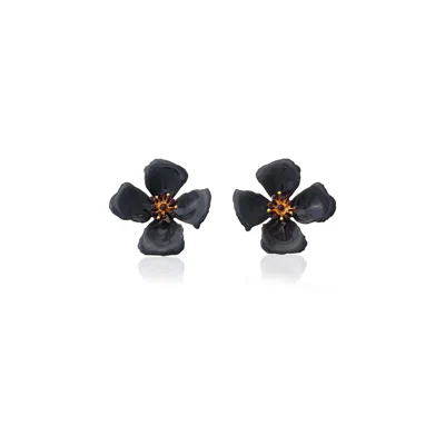 Milou Jewelry Women's Grey Hibiscus Flower Earrings In Gray