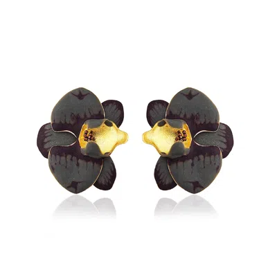 Milou Jewelry Women's Grey Orchid Flower Earrings In Gray