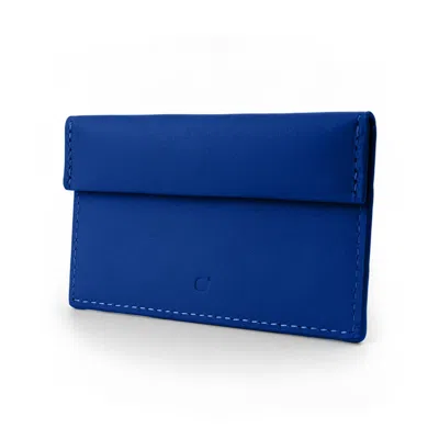 Godi. Women's Handmade Compact Leather Coin And Card Holder - Cobalt Blue
