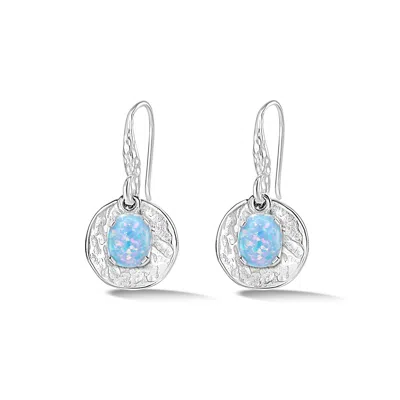 Dower & Hall Women's Hammered Disc & Opal Array Drop Earrings In Sterling Silver In Metallic