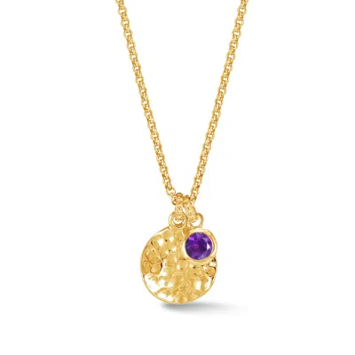 Dower & Hall Women's Gold Hammered Disc & Amethyst Array Pendant In Vermeil In Gold