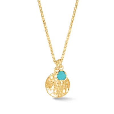Dower & Hall Women's Gold / Blue Hammered Disc & Turquoise Array Pendant In Gold Vermeil In Gold