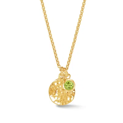 Dower & Hall Women's Gold Hammered Disc & Green Peridot Array Pendant In Gold