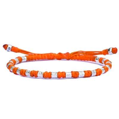 Harbour Uk Bracelets Viking Bracelet For Men - Yule Handmade Of Vegan Orange Rope And Silver In Orange
