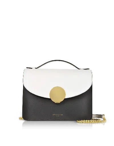 Le Parmentier Women's New Ondina Color Block Flap Top Leather Satchel Bag - Black & White In Multi