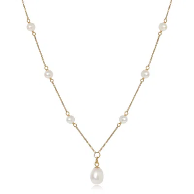 Pearls Of The Orient Online Women's Gold / White Nova Fine Chain Necklace With Cultured Freshwater Pearls & Pendant Drop In Multi