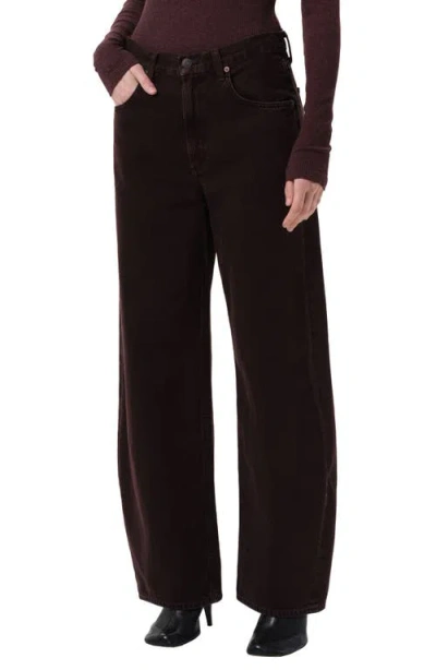 Agolde Low Curve Rigid Mid-rise Tapered Jeans In Burgundy