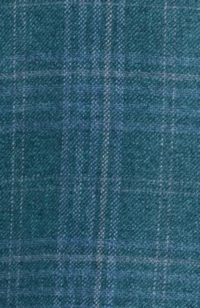 Canali Siena Regular Fit Green Plaid Silk & Cashmere Sport Coat In Blue