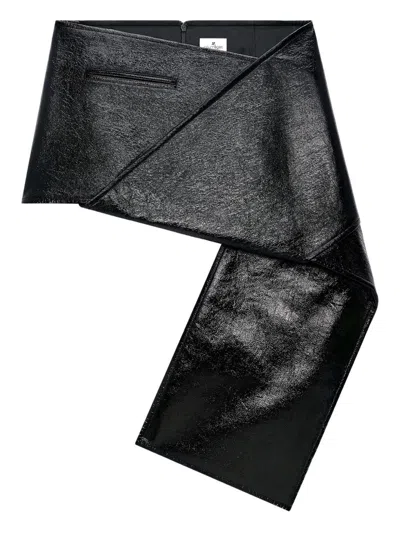 Courrèges Side-drape Vinyl Mini Skirt In Black