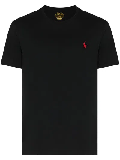 Polo Ralph Lauren Black Cotton T-shirt With Logo In Black