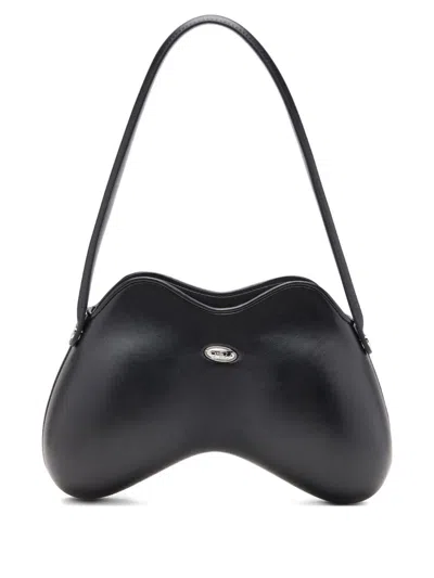 Diesel Double-d-shoulder Bag In Pu In Black