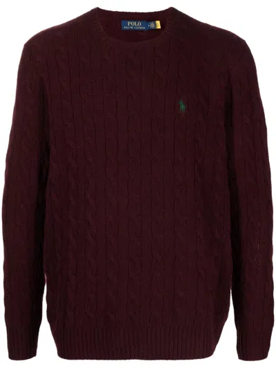 Polo Ralph Lauren Ralph Lauren Cable Knit Jumper Burgundy In Purple