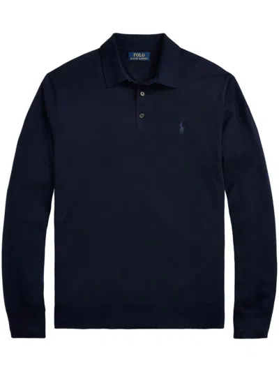 Polo Ralph Lauren Tailored Wool Pullover With Classic Polo Collar In Blue