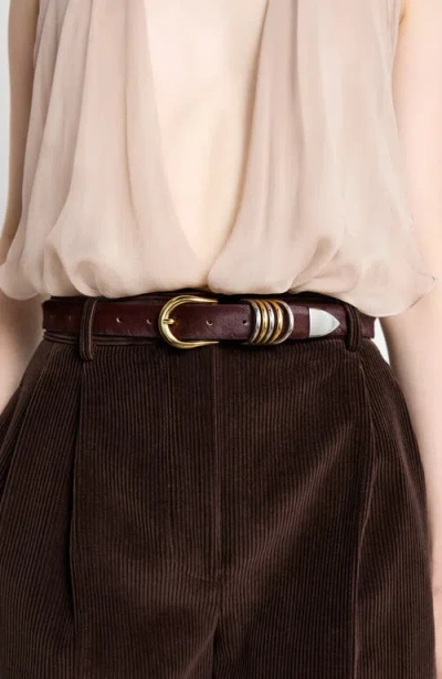 Dehanche Déhanche Hollyhock Genuine Calf Hair Belt In Burgundy