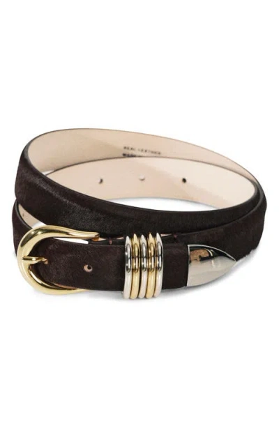 Dehanche Déhanche Hollyhock Genuine Calf Hair Belt In Burgundy