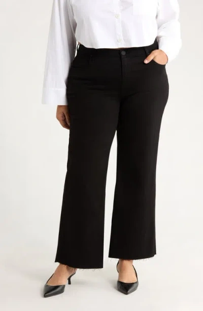 Kut From The Kloth Meg Fab Ab Raw Hem High Waist Ankle Wide Leg Jeans In Black