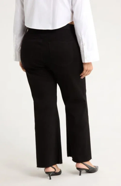 Kut From The Kloth Meg Fab Ab Raw Hem High Waist Ankle Wide Leg Jeans In Black