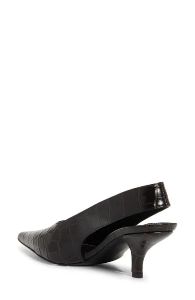 Totême Toteme Classic Croc-embossed Leather Slingback Pump In Brown