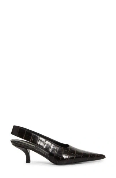 Totême Toteme Classic Croc-embossed Leather Slingback Pump In Brown