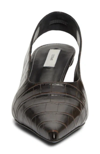 Totême Toteme Classic Croc-embossed Leather Slingback Pump In Brown