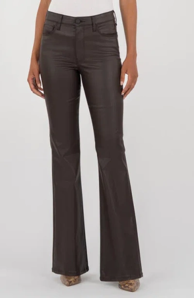 Kut From The Kloth Ana Fab Ab Coated High Waist Flare Jeans In Brown