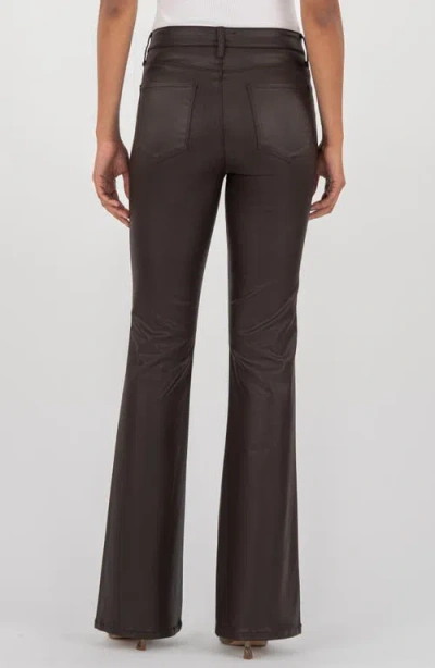 Kut From The Kloth Ana Fab Ab Coated High Waist Flare Jeans In Brown
