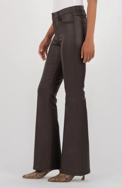 Kut From The Kloth Ana Fab Ab Coated High Waist Flare Jeans In Brown