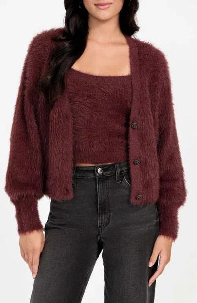 Guess Keyla Fuzzy Cardigan In Brown