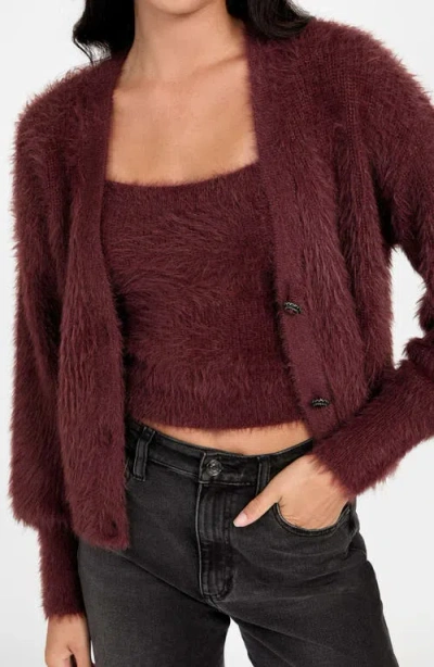 Guess Keyla Fuzzy Cardigan In Brown