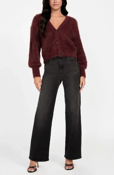 Guess Keyla Fuzzy Cardigan In Brown
