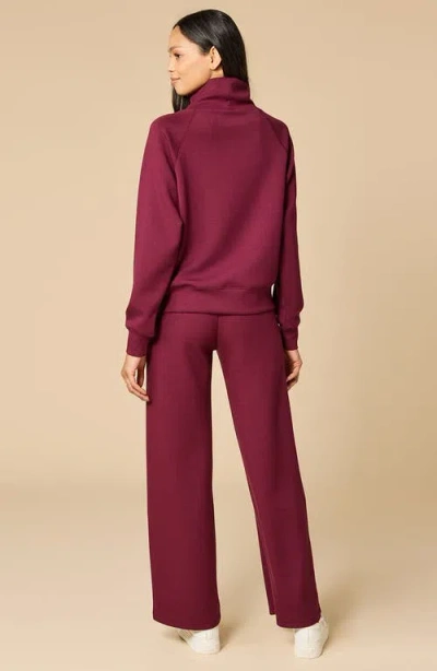 Softies Athleisure Mock Neck And Pleated Pant Set In Burgundy