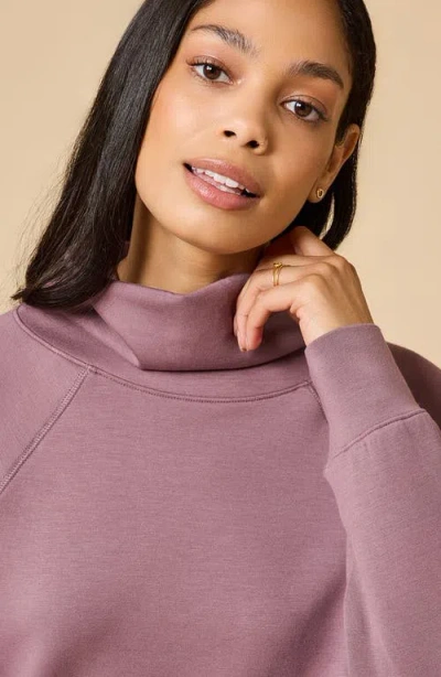 Softies Athleisure Mock Neck And Pleated Pant Set In Burgundy