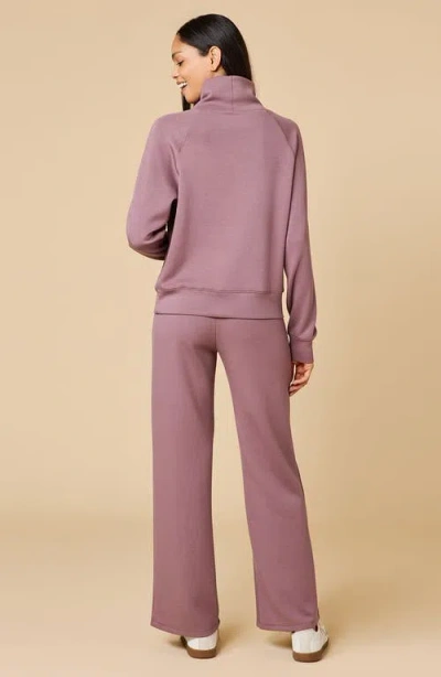 Softies Athleisure Mock Neck And Pleated Pant Set In Burgundy