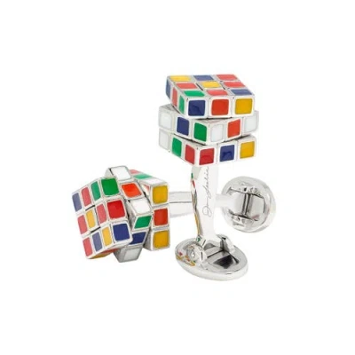 Jan Leslie Puzzle Moving Cube Sterling Cufflinks In Multi