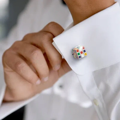 Jan Leslie Puzzle Moving Cube Sterling Cufflinks In Multi